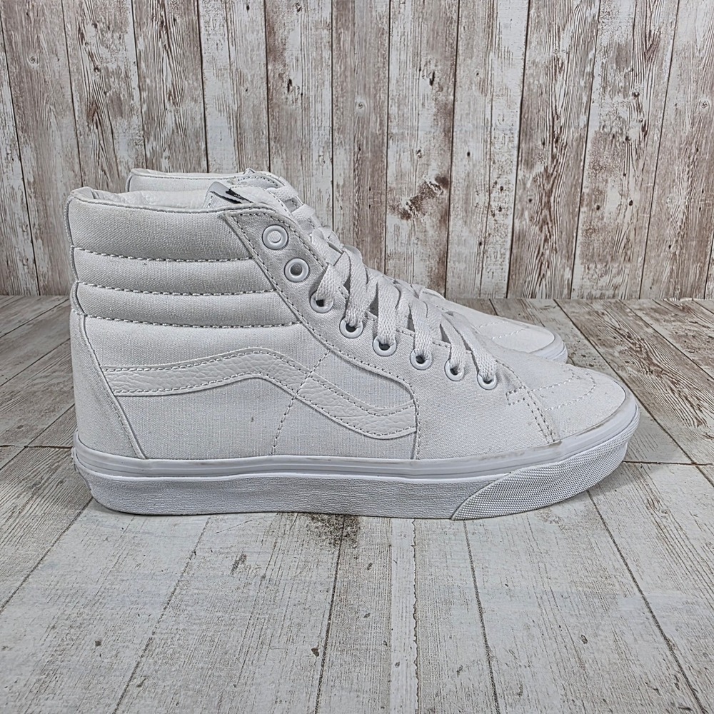 Vans Sk8-Hi White Canvas High Top Sneakers Womens 9.5 Mens 8